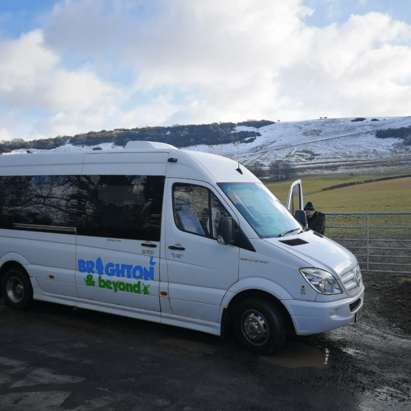 a van parked on the side of a road
