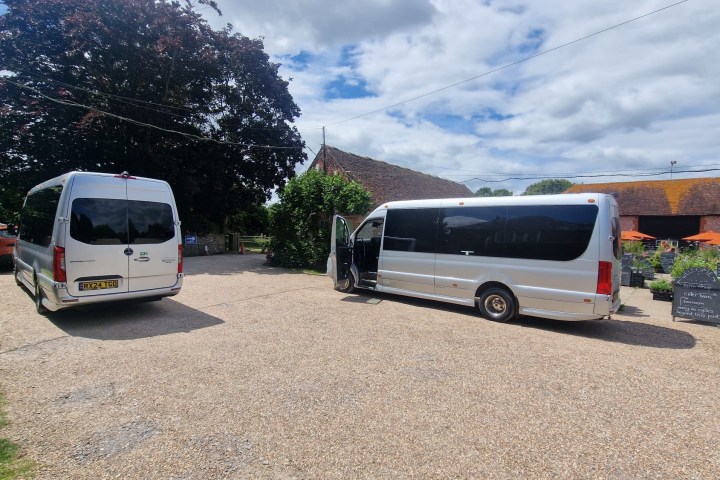 a bus parked in a parking lot